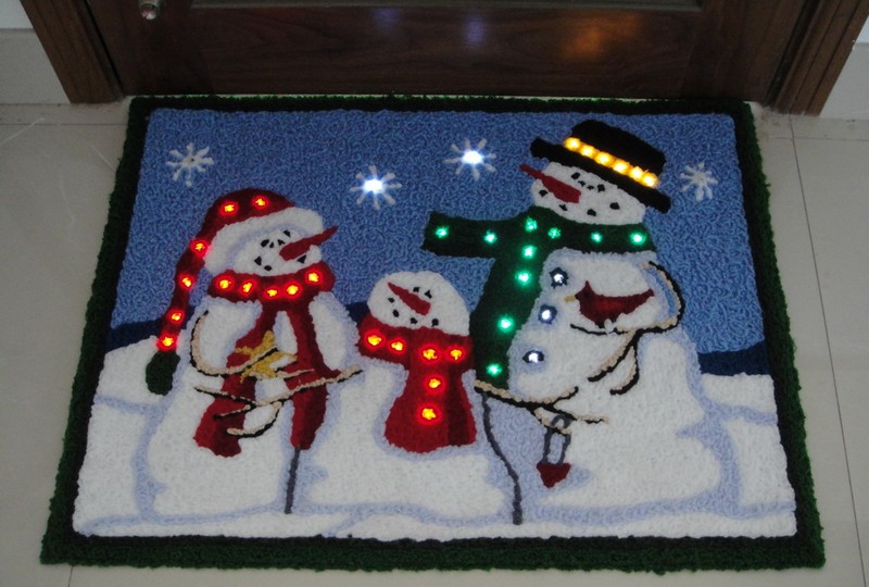  made in china  FY-002-F01 cheap christmas SNOWMAN TRUFTING DOORMAT carpet light bulb lamp  factory
